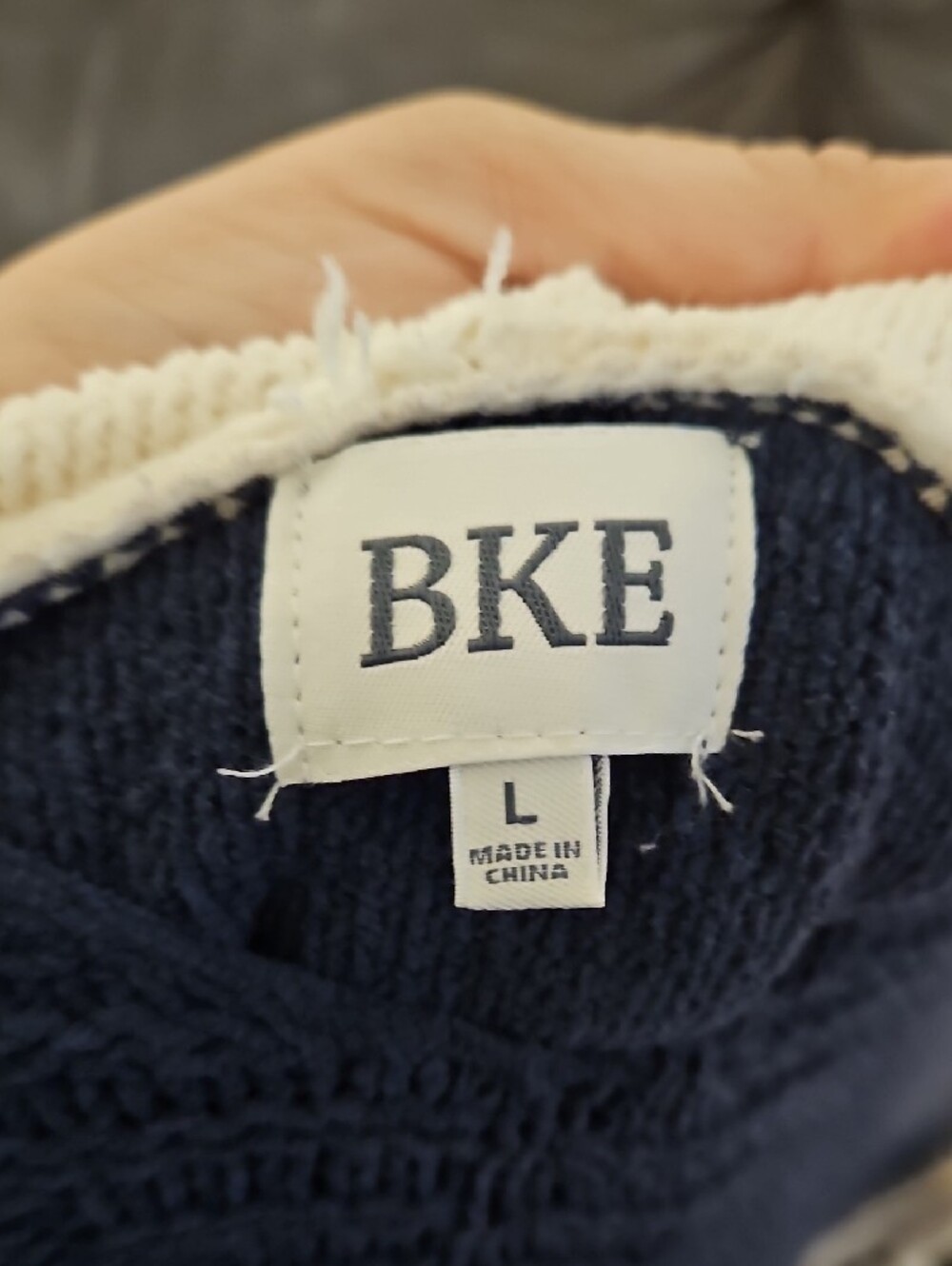 BKE Cream & Navy Colorblock Cowl Pullover. Super Soft - Picture 5 of 6